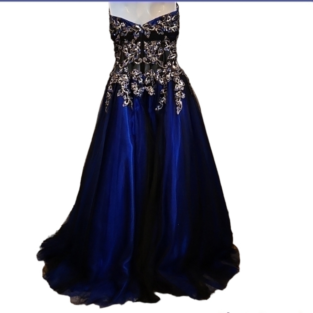 𝅺Alyce Paris Tulle Ballgown Formal Beaded Sweetheart Neckline Dress - Picture 2 of 9